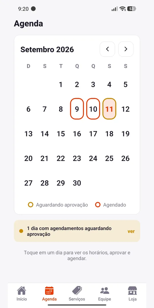 Pedidos novos chegam na agenda